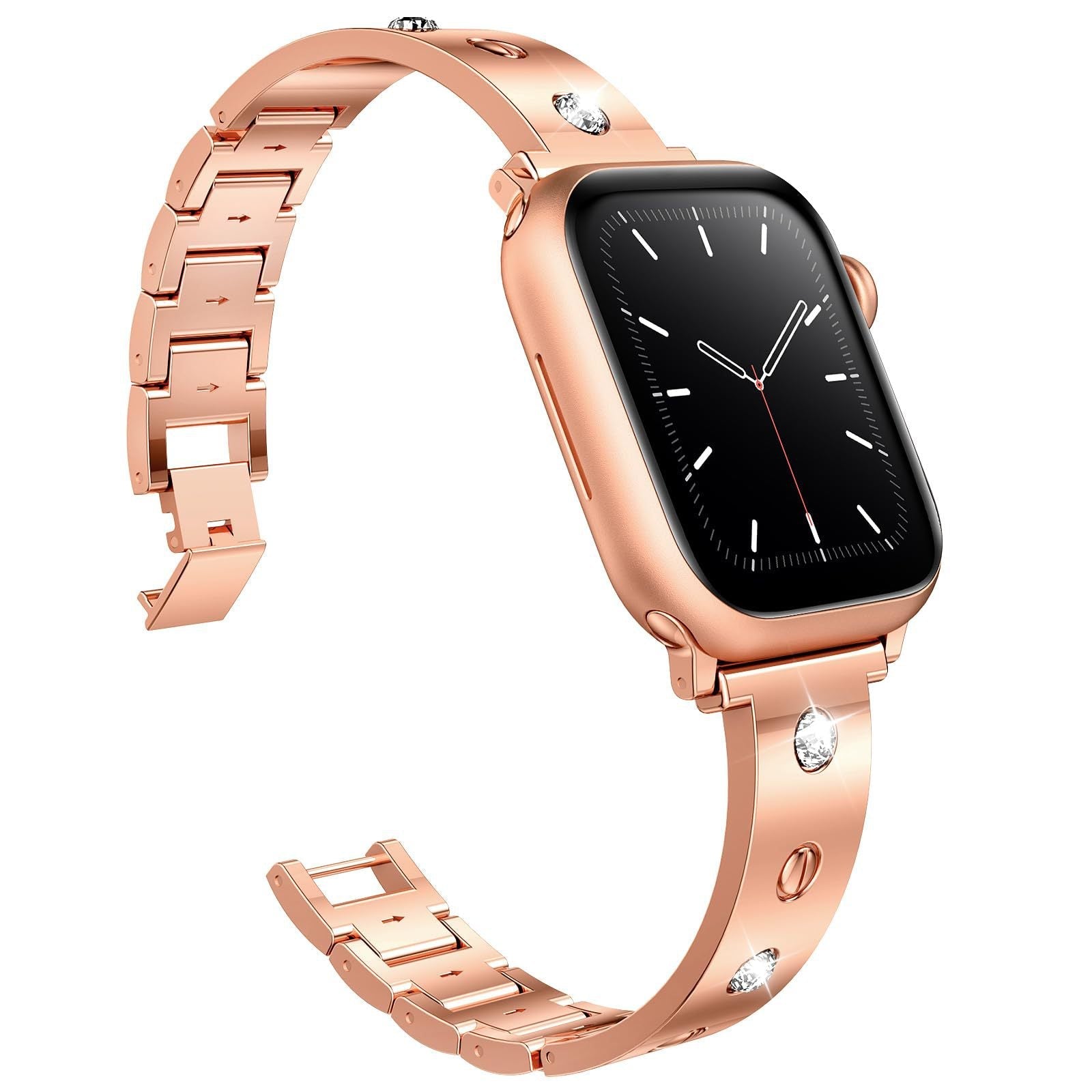 Diamond-Embellished Metal Buckle Bracelet for Apple Watch
