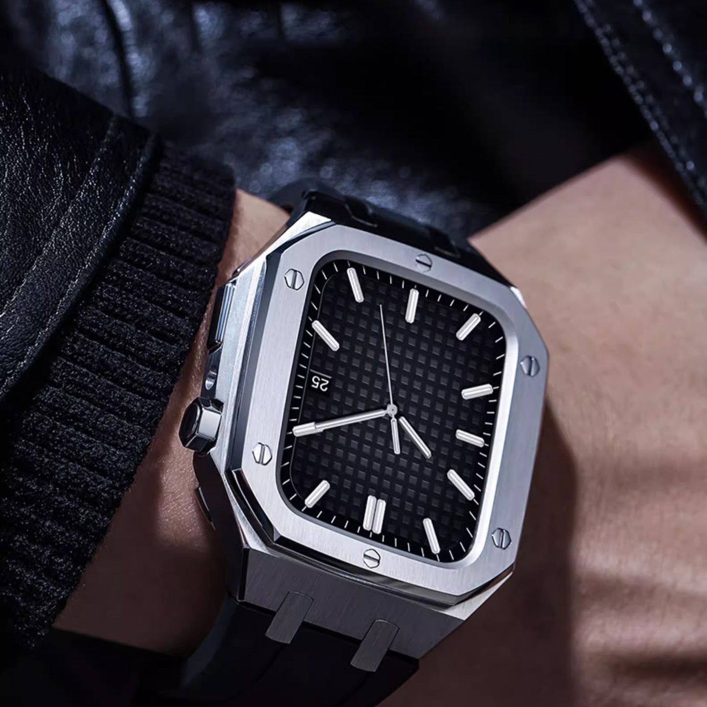 AP9006 Silicone Strap and Stainless Steel Case Upgrade Kit for Apple Watch