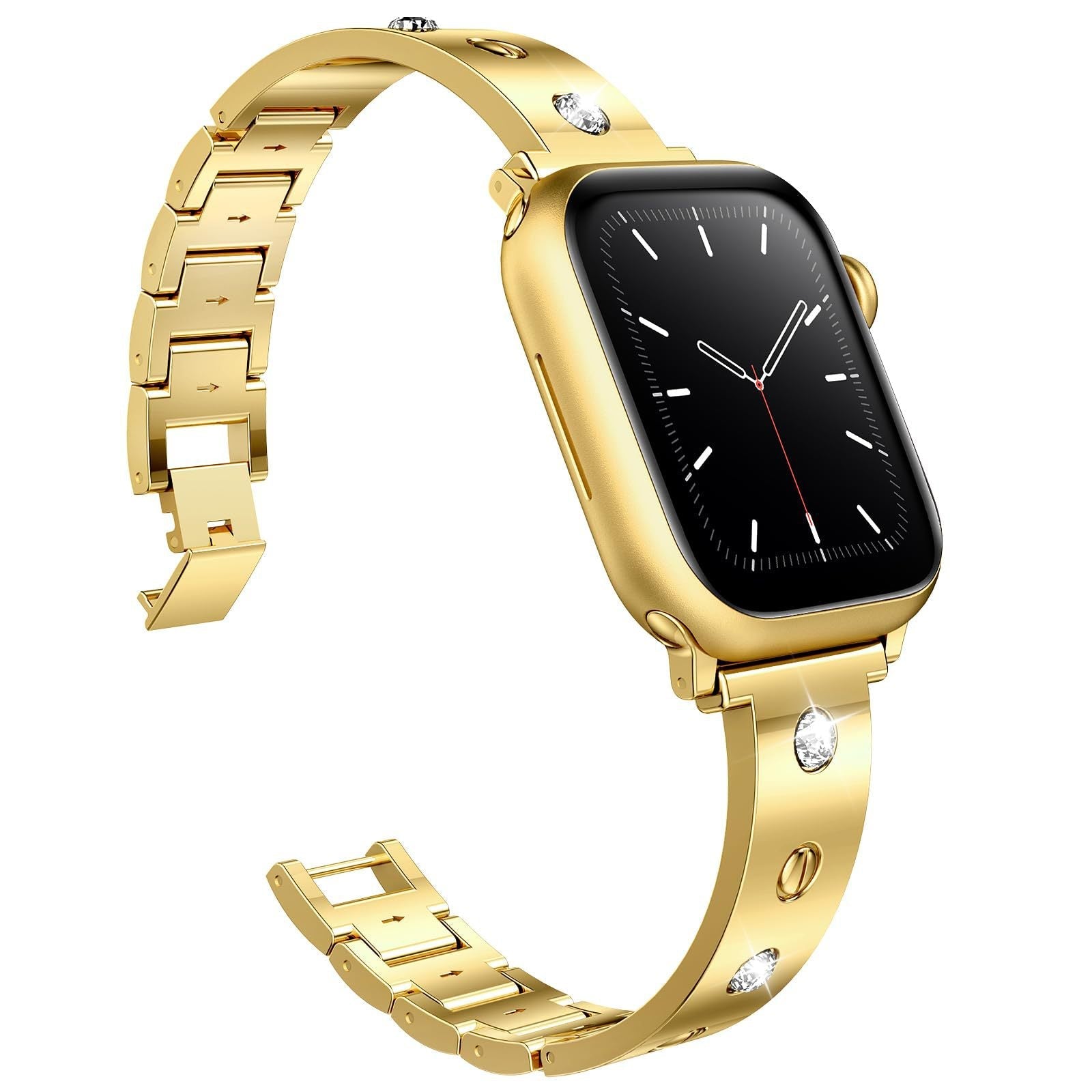 Diamond-Embellished Metal Buckle Bracelet for Apple Watch