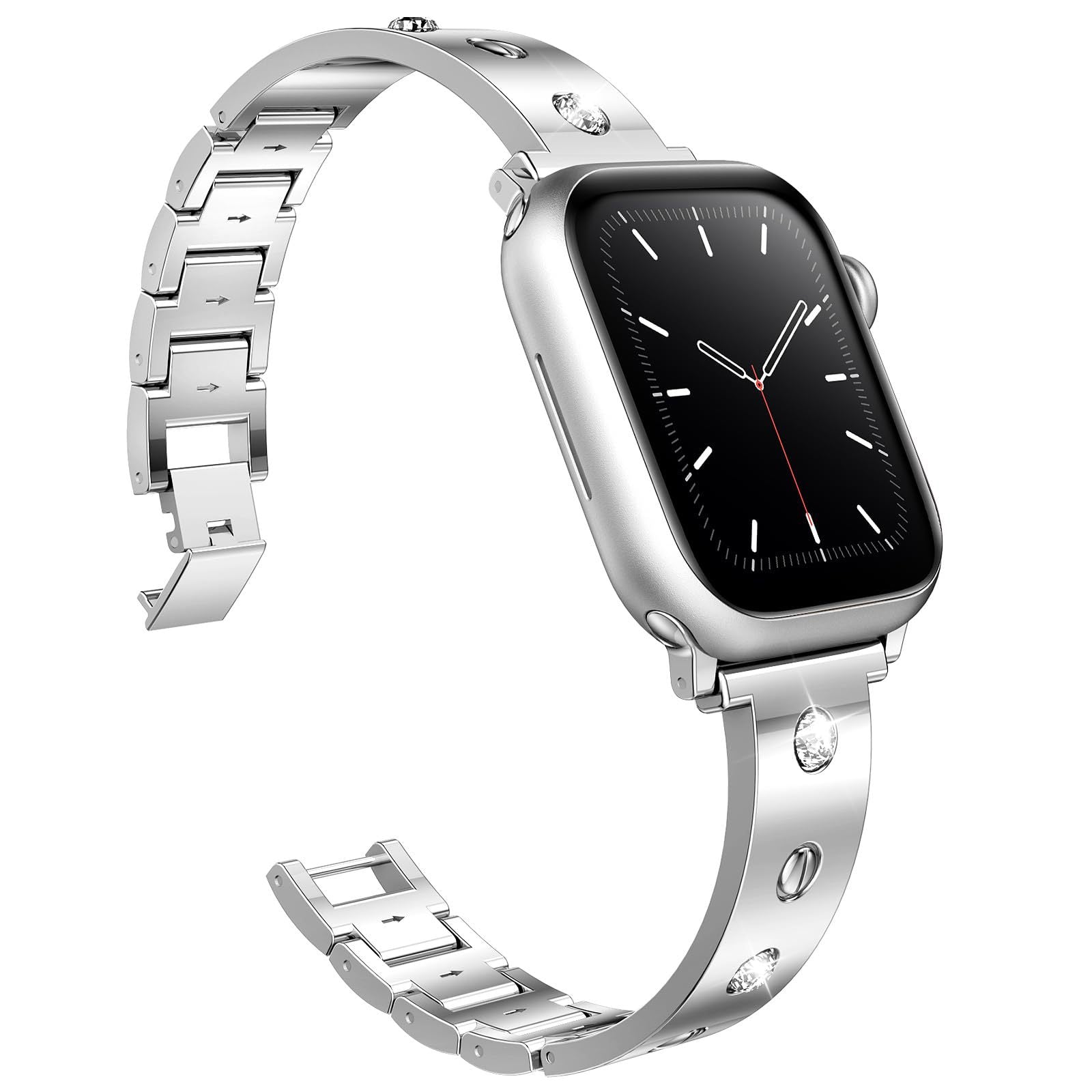 Diamond-Embellished Metal Buckle Bracelet for Apple Watch