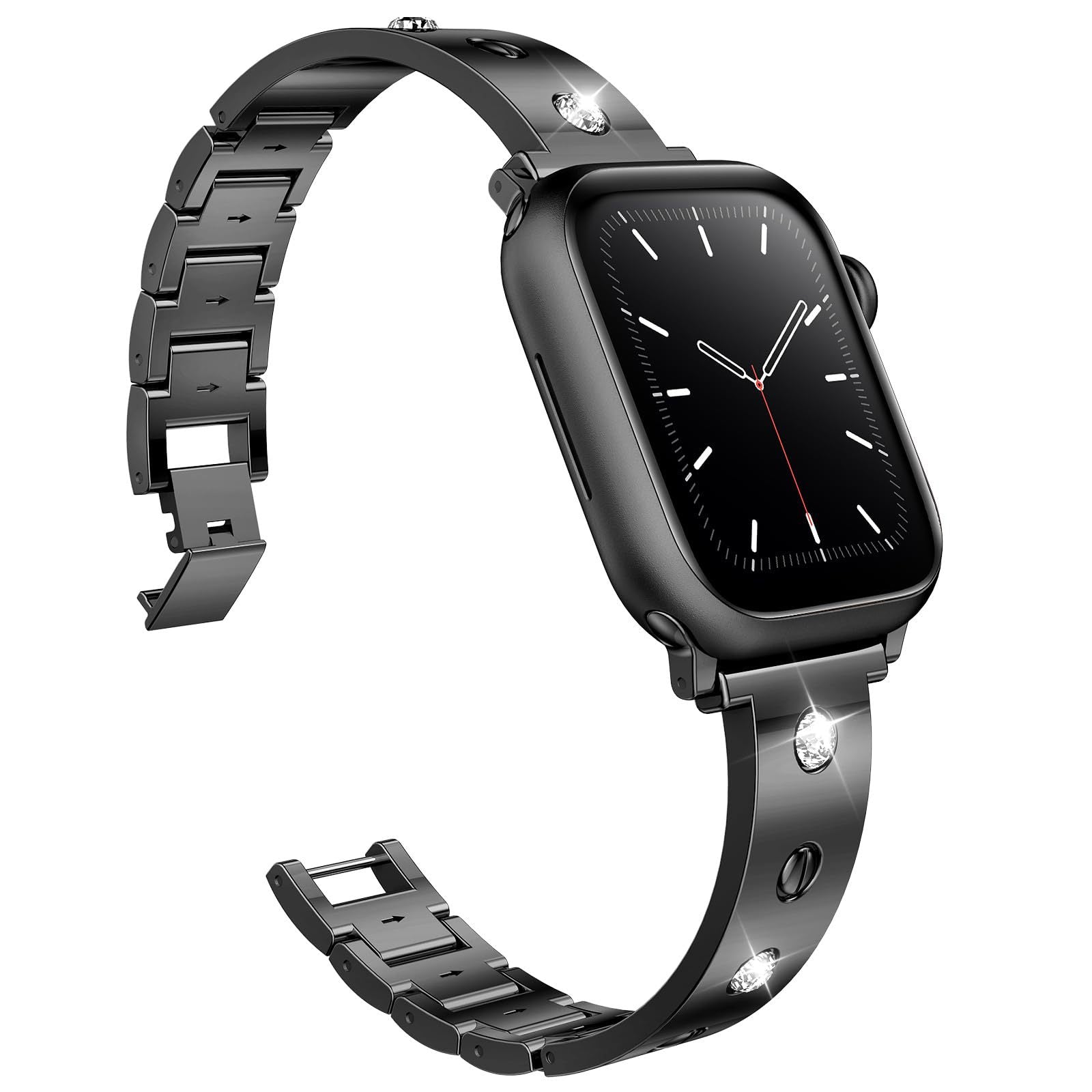 Diamond-Embellished Metal Buckle Bracelet for Apple Watch