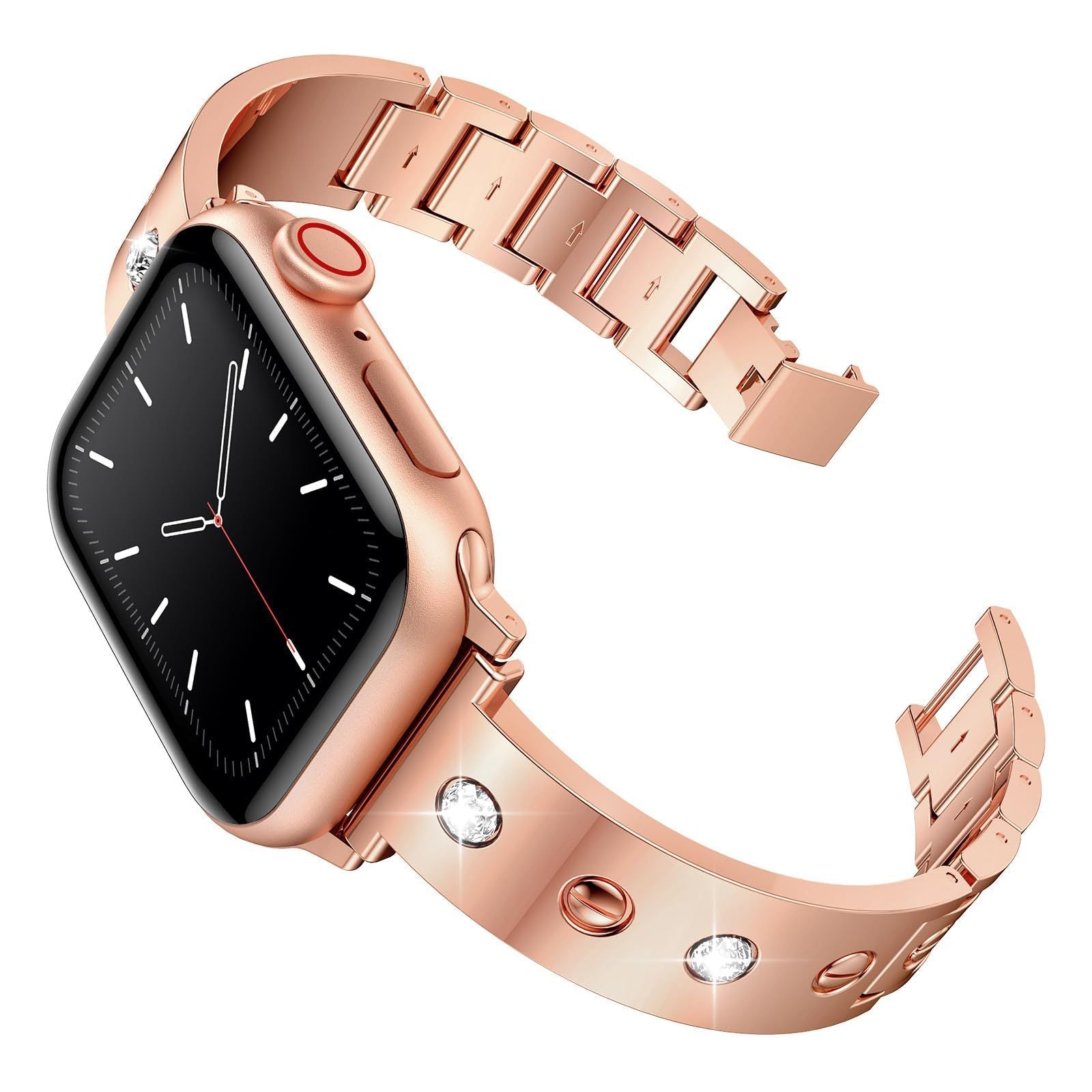 Diamond-Embellished Metal Buckle Bracelet for Apple Watch